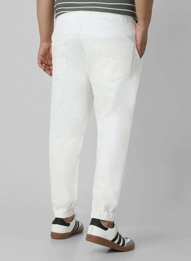 Urbano Fashion  Urbano Plus Men's White Regular Fit Solid Joggers Jeans Stretchable for Men | Best Price UAE